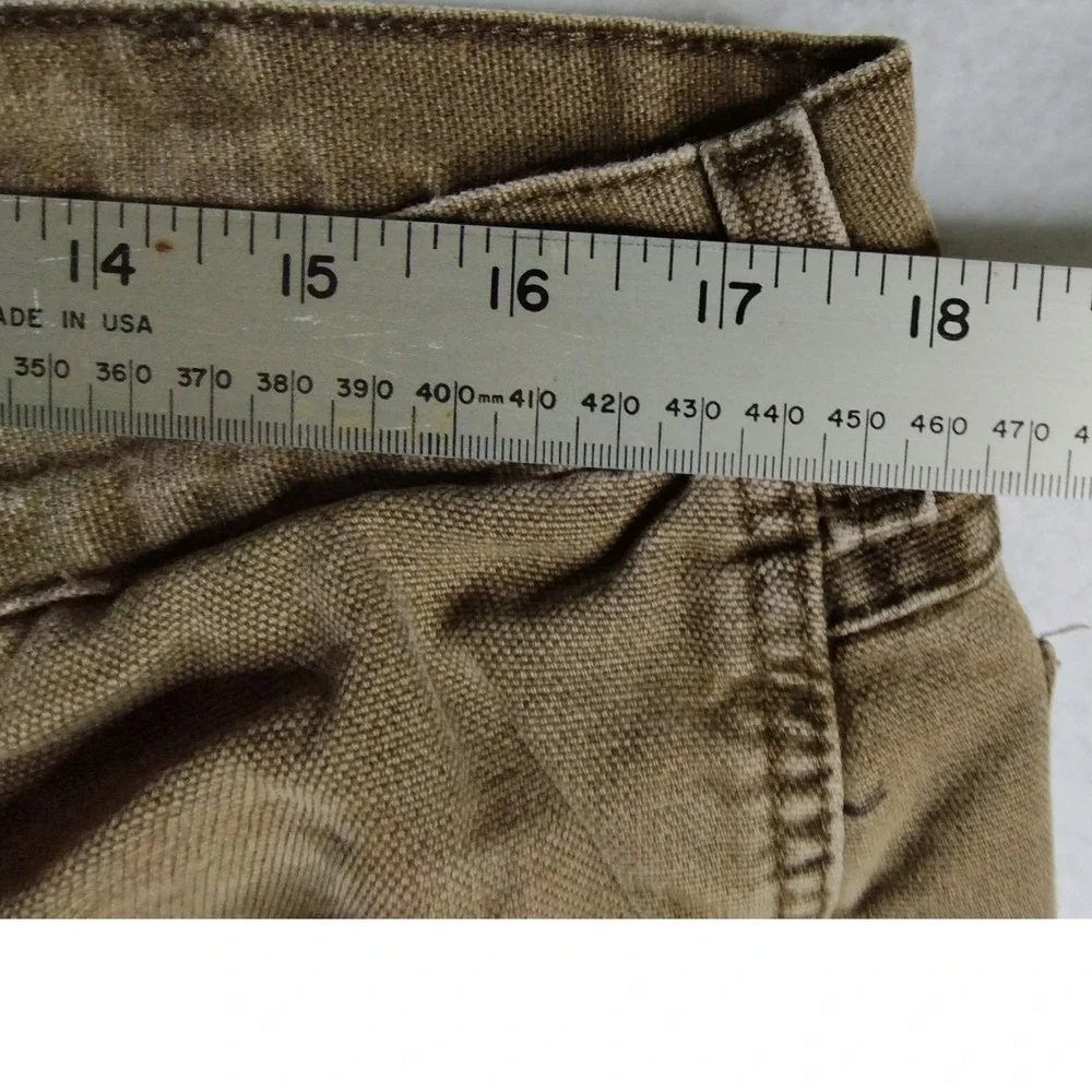 Wrangler Rugged Wear Mens 38x30 Brown Canvas Lined Work Pants Distressed outdoor